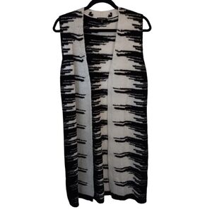 Conrad C Collection Sleeveless Open Front Cardigan, Black/Cream, M, LIKE NEW!